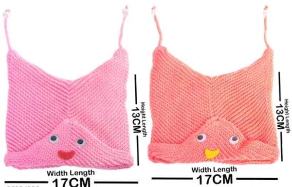 Neska Moda Pack of 2 Face Designed Baby Boys & Baby Girls Winter Woolen Cap - 2-3 Years, Wool, Pack of2